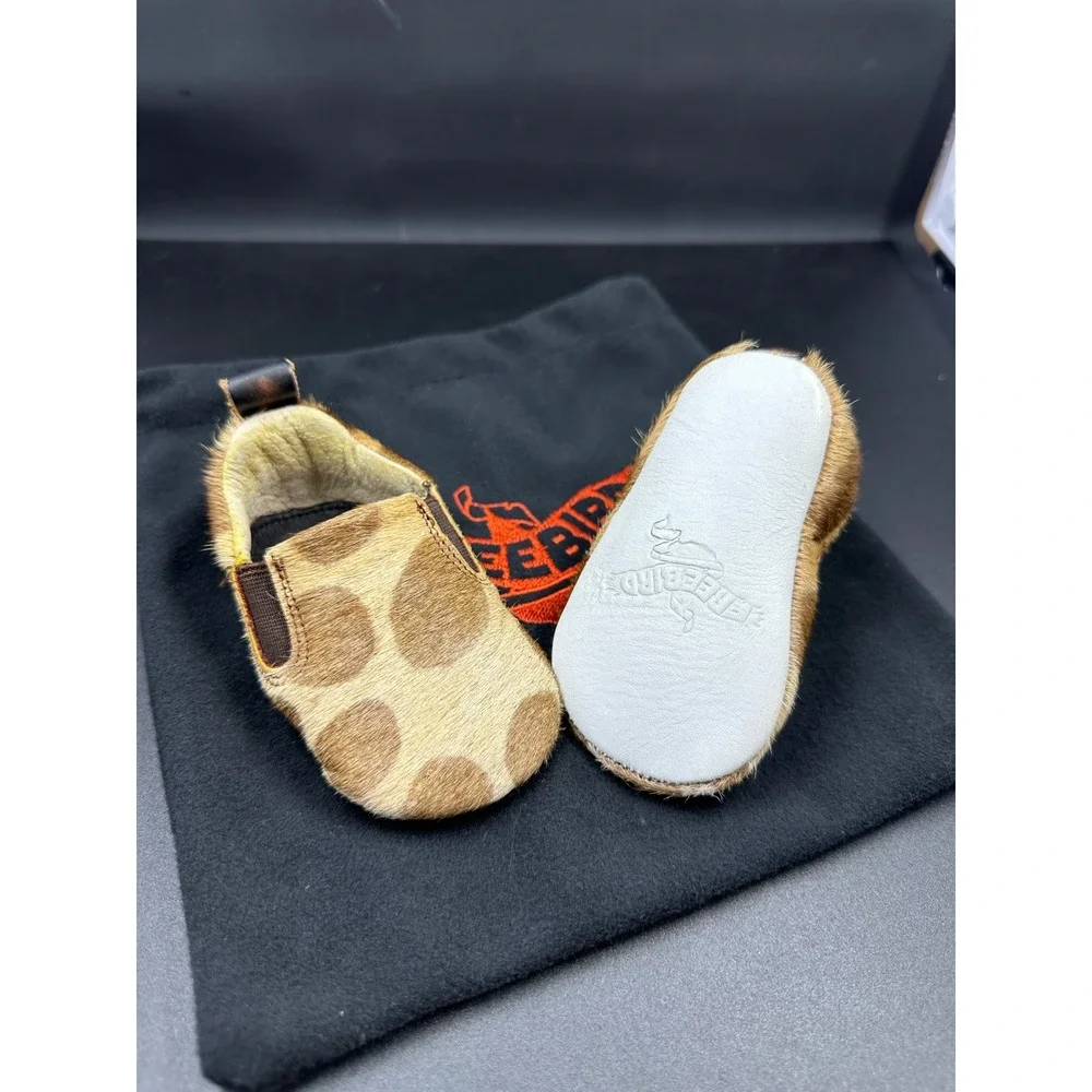 Freebird Loafers Infant 4.5in Brown Giraffe Print Calf Hair Slip On Shoes